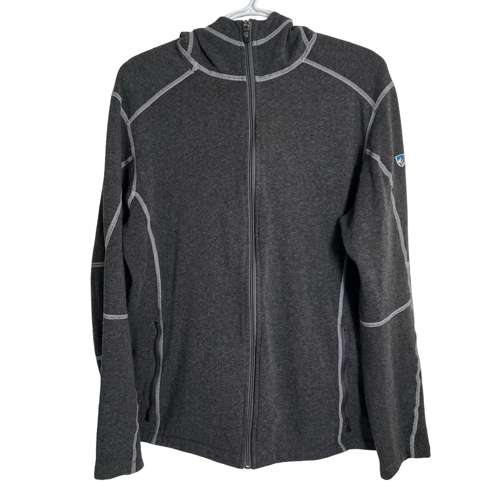 Kuhl Mens Full Zip Hoodie Charcoal Gray Fleece Lined Outdoor Jacket Large